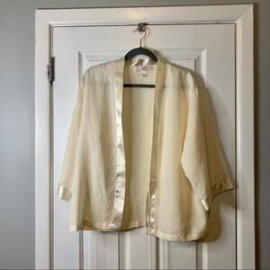 Oscar de la Renta Pink Label Floral Cream Kimono Jacket Medium